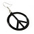 Black Enamel 'Peace' Drop Earrings In Silver Plating - 50mm Length - view 2