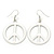 White Enamel 'Peace' Drop Earrings In Silver Plating - 50mm Length - view 8