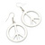 White Enamel 'Peace' Drop Earrings In Silver Plating - 50mm Length - view 3