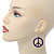 Purple Enamel 'Peace' Drop Earrings In Silver Plating - 50mm Length - view 3
