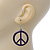 Purple Enamel 'Peace' Drop Earrings In Silver Plating - 50mm Length - view 4