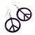 Purple Enamel 'Peace' Drop Earrings In Silver Plating - 50mm Length - view 5