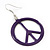 Purple Enamel 'Peace' Drop Earrings In Silver Plating - 50mm Length - view 2