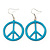 Light Blue Enamel 'Peace' Drop Earrings In Silver Plating - 50mm Length