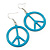 Light Blue Enamel 'Peace' Drop Earrings In Silver Plating - 50mm Length - view 2