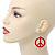 Red Enamel 'Peace' Drop Earrings In Silver Plating - 50mm Length - view 3