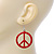 Red Enamel 'Peace' Drop Earrings In Silver Plating - 50mm Length - view 4