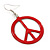 Red Enamel 'Peace' Drop Earrings In Silver Plating - 50mm Length - view 2
