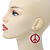 Magenta Enamel 'Peace' Drop Earrings In Silver Plating - 50mm Length - view 3