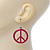 Magenta Enamel 'Peace' Drop Earrings In Silver Plating - 50mm Length - view 4