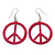 Magenta Enamel 'Peace' Drop Earrings In Silver Plating - 50mm Length