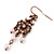 Vintage Inspired Diamante, Pale Pink Simulated Pearl Floral Drop Earrings In Copper Tone - 50mm Length - view 6