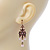 Vintage Inspired Diamante, Pale Pink Simulated Pearl Floral Drop Earrings In Copper Tone - 50mm Length - view 3