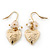 Gold Plated Heart Locket, Freshwater Pearl, Flower Drop Earrings - 35mm Length - view 2