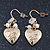Gold Plated Heart Locket, Freshwater Pearl, Flower Drop Earrings - 35mm Length