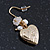 Gold Plated Heart Locket, Freshwater Pearl, Flower Drop Earrings - 35mm Length - view 4