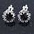 Small Black/ Clear Crystal Floral Clip On Earrings In Silver Tone - 15mm L - view 7