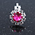 Small Fuchsia, Clear Crystal Floral Clip On Earrings In Silver Tone - 15mm L - view 5