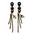 Vintage Inspired Purple, Olive Enamel Floral, Chain Tassel Drop Earrings In Bronze Tone - 8cm Length - view 8