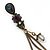 Vintage Inspired Purple, Olive Enamel Floral, Chain Tassel Drop Earrings In Bronze Tone - 8cm Length - view 2