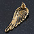 Vintage Inspired Diamante 'Angel Wings' Stud Earrings In Antique Gold Metal - 40mm Length - view 6