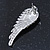 Diamante 'Angel Wings' Stud Earrings In Silver Tone Metal - 40mm Length - view 4