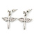 Rhodium Plated Angel Wings, Cross Drop Earrings - 30mm Length - view 2