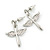 Rhodium Plated Angel Wings, Cross Drop Earrings - 30mm Length - view 7