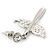 Rhodium Plated Angel Wings, Cross Drop Earrings - 30mm Length - view 6