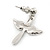 Rhodium Plated Angel Wings, Cross Drop Earrings - 30mm Length - view 8