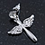 Rhodium Plated Angel Wings, Cross Drop Earrings - 30mm Length - view 3