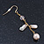 Pale Pink Simulated Pearl, Mother of Pearl Chain Drop Earrings In Gold Plating - 60mm Length - view 2