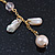Pale Pink Simulated Pearl, Mother of Pearl Chain Drop Earrings In Gold Plating - 60mm Length - view 4