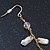 Pale Pink Simulated Pearl, Mother of Pearl Chain Drop Earrings In Gold Plating - 60mm Length - view 3