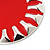 Large Round Red Enamel Drop Earrings In Silver Tone - 45mm Diameter - view 4