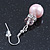 Pale Pink Glass Pearl, Crystal Drop Earrings In Rhodium Plating - 40mm Length - view 5