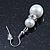 Cream Simulated Glass Pearl, Crystal Drop Earrings In Rhodium Plating - 40mm L - view 4