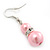 Light Pink Glass Pearl, Crystal Drop Earrings In Rhodium Plating - 40mm Length - view 7