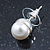 Set Of 3 White Simulated Glass Pearl Stud Earrings (10mm, 8mm, 6mm) In Silver Tone - view 5
