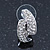 Silver Tone Clear Austrian Crystal C Shape Stud Earrings - 20mm L - view 6