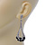 Bridal, Wedding, Prom Clear, Black Austrian Crystal Teardrop Earrings In Rhodium Plating - 65mm Length - view 3