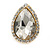 Gold Plated Clear Glass Teardrop Stud Earrings - 18mm Length - view 4