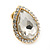 Gold Plated Clear Glass Teardrop Stud Earrings - 18mm Length - view 6