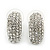 Clear Austrian Crystal C-Shape Stud Earrings In Rhodium Plating - 20mm Length - view 7