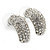 Clear Austrian Crystal C-Shape Stud Earrings In Rhodium Plating - 20mm Length - view 2