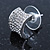 Small C Shape Clear Austrian Crystal Stud Earrings In Rhodium Plating - 12mm L - view 6