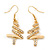 Gold Plated Clear Crystal 'Christmas Tree' Dangle Earrings - 40mm Length - view 3