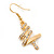 Gold Plated Clear Crystal 'Christmas Tree' Dangle Earrings - 40mm Length - view 4