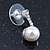 Bridal/ Prom/ Wedding White Simulated Pearl Crystal Stud Earrings In Rhodium Plating - 17mm L - view 7