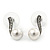Bridal/ Prom/ Wedding White Simulated Pearl Crystal Stud Earrings In Rhodium Plating - 17mm L - view 8